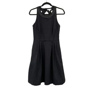NY&CO Stretch Sleeveless Textured Pleated Black Dress With Pockets